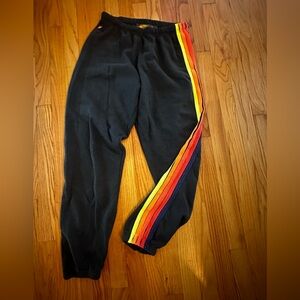 Aviator Nation Large 5 striped sweatpants navy